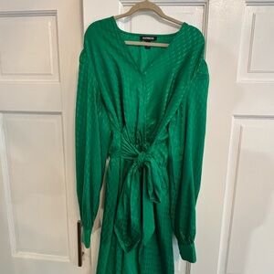 Express Vibrant Green Long Sleeve Dress